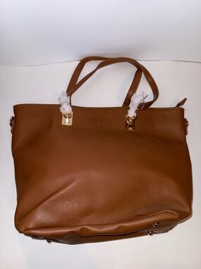 Tan Pebbled Tote with Gold Hardware - Unbranded